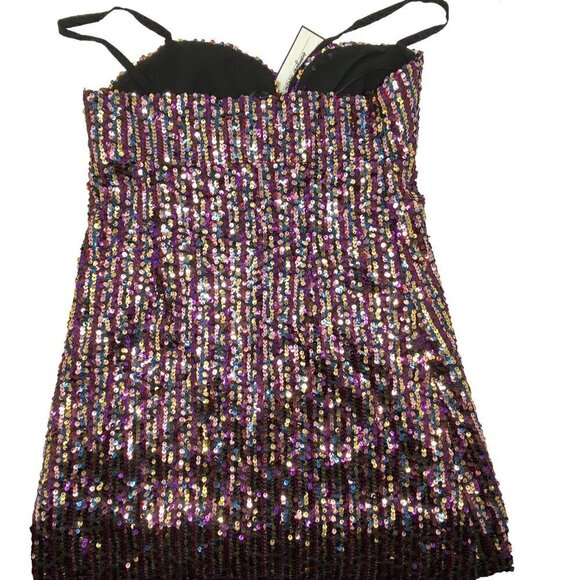 Zara Timeless Sexy Sequin Mini Evening Party Dress Spaghetti Strap - Picture 3 of 7